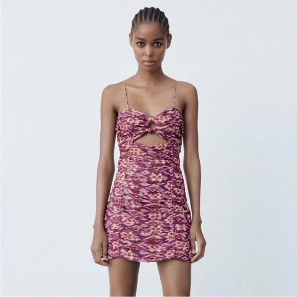 zara purple metallic dress Zara Satin Effect Wrap Dress Purple 2143/042